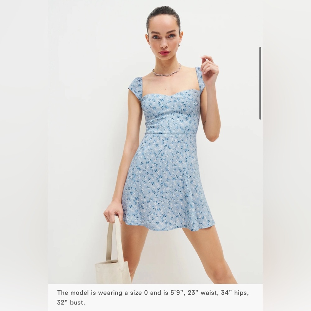 Reformation Tanis Dress in blue floral (Brooke). Size 8